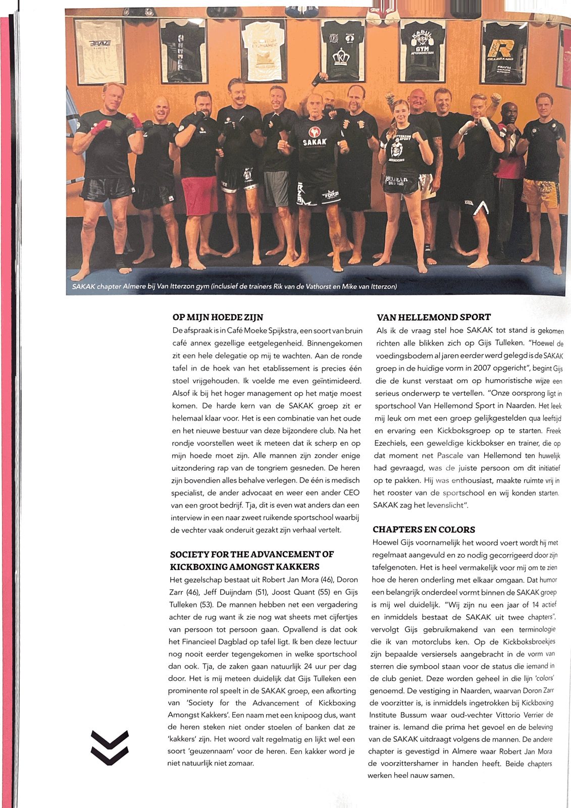 SAKAK chapter Almere bij Van Itterzon Gym, inclusief de trainers Rik van de Vathorst en Mike van Itterzon.